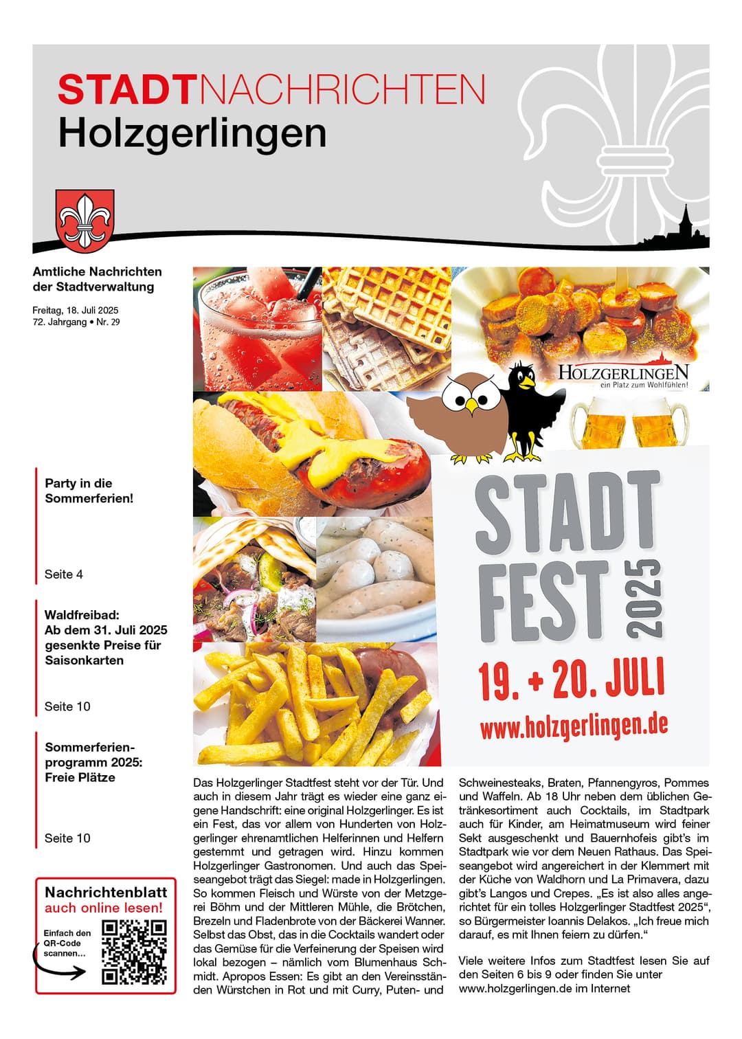 Titelseite des Mitteilungsblattes von holzgerlingen