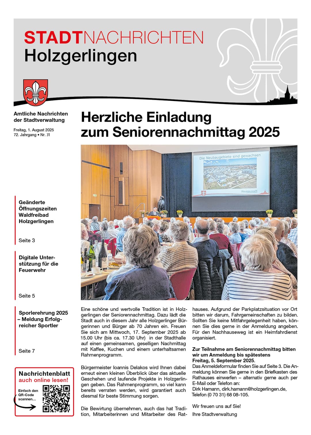 Titelseite des Mitteilungsblattes von holzgerlingen