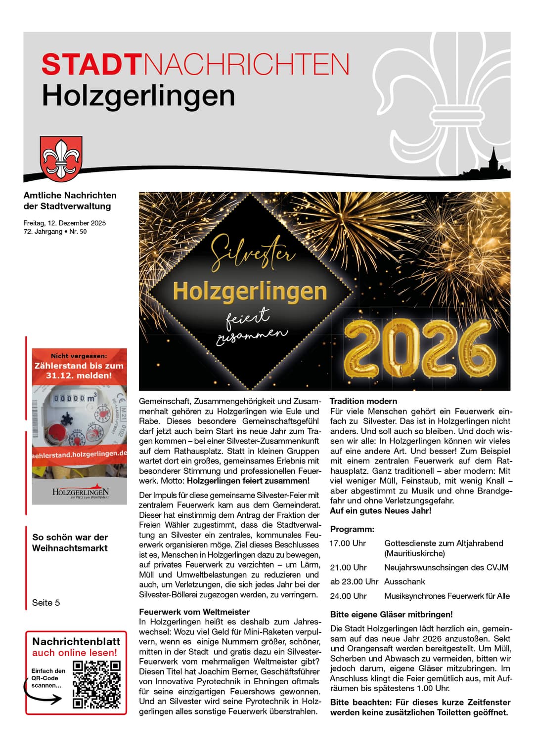 Titelseite des Mitteilungsblattes von holzgerlingen