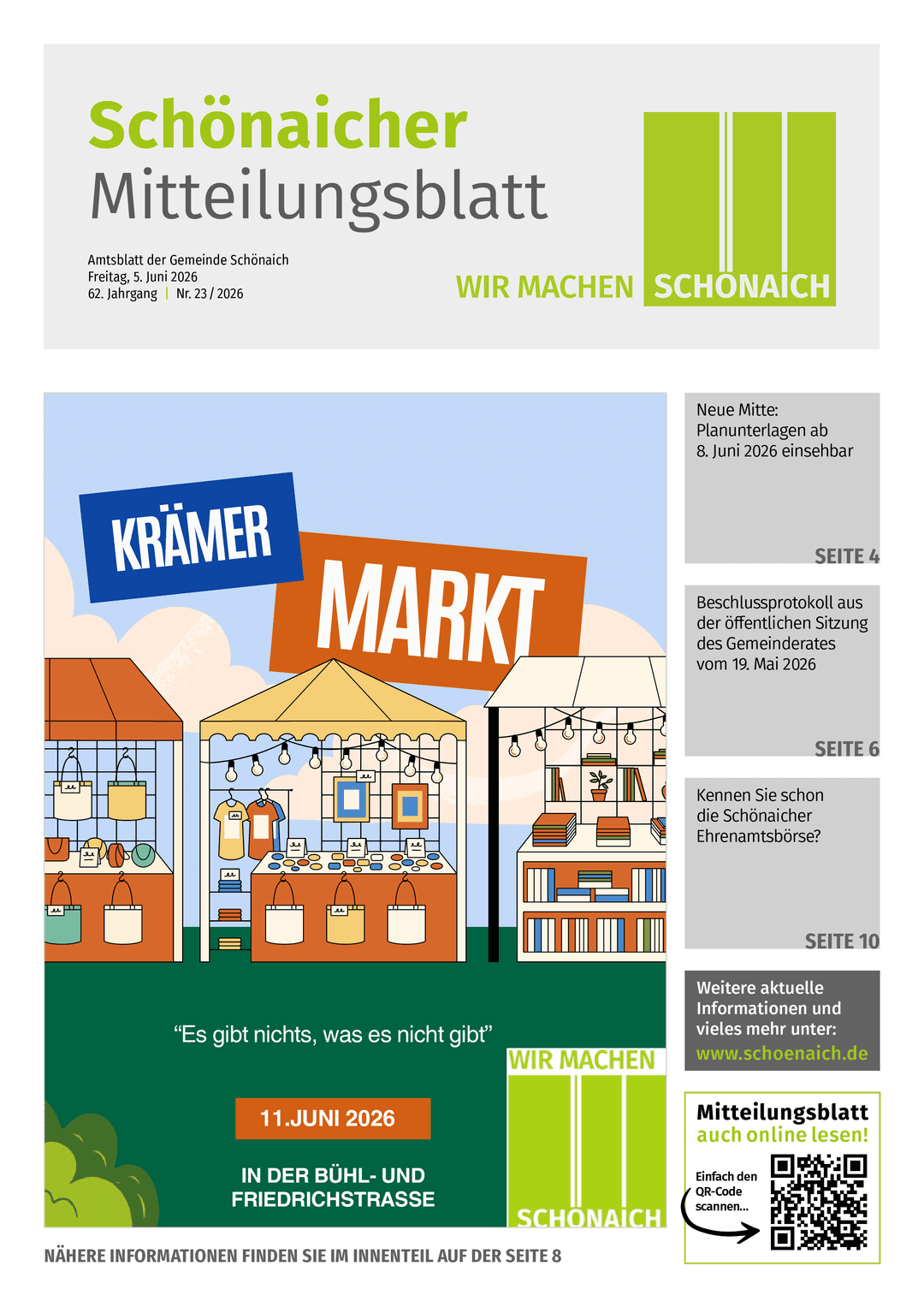 Titelseite des Mitteilungsblattes von schonaich