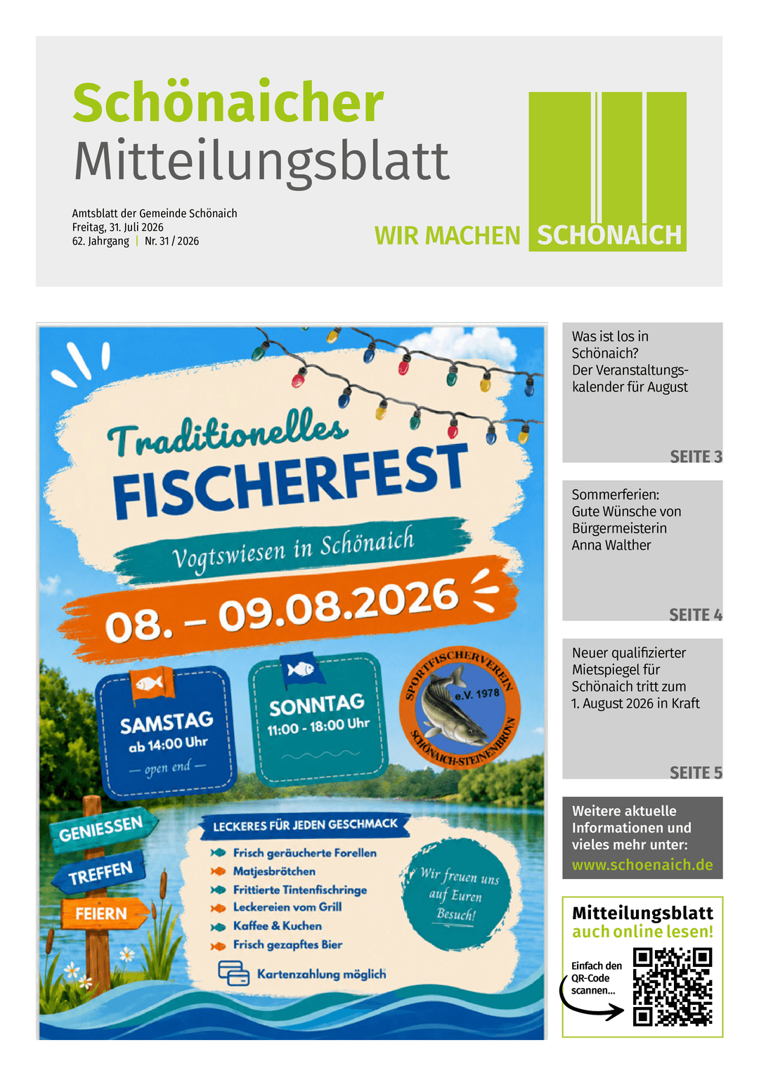 Titelseite des Mitteilungsblattes von schonaich